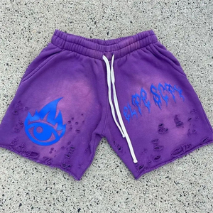 Shorts Homme 2026 Personnalisés en Molleton 100% Coton Épais, Style Vintage Délavé à l'Acide, Imprimé en Relief, Couleur Unie, Service OEM - Product Image 1