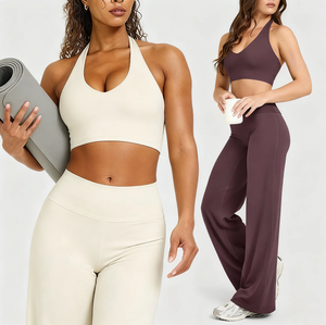 Custom Wholesale Plus Size Yoga Set Women High Elastic Breathable Quick Dry Sports Bra Straight Leg <b>Pants</b> Pilates OEM ODM - Product Image 3