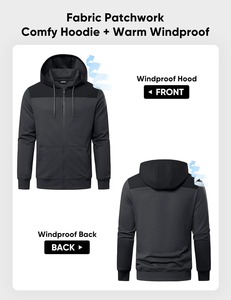 Sweat-shirt à capuche zippé pour homme, coupe classique, couleur unie, en polaire, veste décontractée avec poches, respirant, pour l'automne - Product Image 6