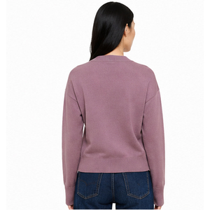 เสื้อคาร์ดิแกนไหมพรมคอวี แขนยาว สีพื้น สำหรับผู้หญิง ใส่ได้ในฤดูใบไม้ร่วง ป้องกันขนร่วง ปิดด้วยกระดุม เสื้อสเวตเตอร์ผู้หญิง - Product Image 4