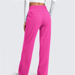 Hot Sale Pink Wide Leg Jogger Pants Mid Waist Elastic Loose Fit Full Length Casual <b>Fleece</b> Eco-Friendly Quick Dry 280g <b>Women's</b> - Product Image 2