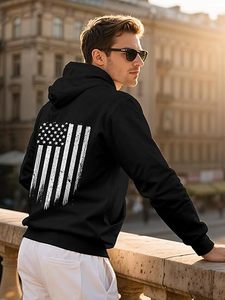 Sweat-shirt à capuche personnalisé pour homme, coupe classique, en coton tricoté, avec drapeau imprimé personnalisé, poche surdimensionnée, vêtement d'automne - Product Image 6
