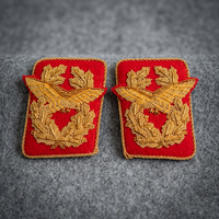 Écusson de col de luxe personnalisé brodé en 3D, motif Aigle et Couronne de Laurier, style dentelle, avec épingle de sûreté, à coudre, en tissu, pour uniforme