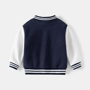 Chaqueta Universitaria WAPYDY Unisex Azul Marino con Letra E Blanca Bordada, Cierre de Cremallera Frontal, Estilo Preppy, Corte Regular para Otoño - Product Image 2