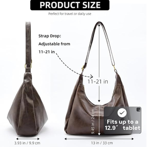 Women’s <b>Slouchy</b> PU Leather Shoulder <b>Bag</b>, Foldable Crossbody <b>Hobo</b> Purse, Soft Casual Handbag for Everyday and Travel - Product Image 4