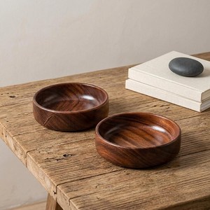 Tazón Apilable de Madera Maciza, Plato Redondo Liso para Ensalada, Bandeja de Servir de Madera Hecha a Mano, Plato Multiusos para Cocina - Product Image 5