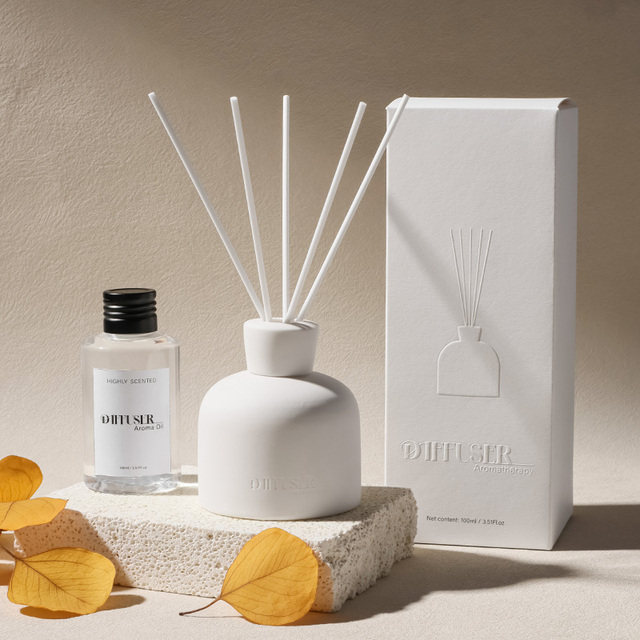 Wholesale Aromatherapy Products for E-commerce Boutique Stores Premium 100ml White Ceramic Reed Diffuser