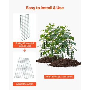 Set di 4 tralicci per cetrioli da giardino, 90 cm, in metallo con rivestimento antiruggine, supporto per piante rampicanti in aiuole rialzate, spessore 5 mm - Product Image 6