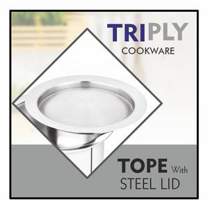 Maxfresh Batterie de cuisine moderne à 3 niveaux avec couvercle en acier Technologie éthique Acier inoxydable de qualité alimentaire Matériau triplement métallique Tope - Product Image 2