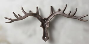 Premium Rustic Metal Deer Antler Wall <b>Hook</b> Heavy-Duty Wall Mounted Coat Rack Animal Pattern Decor - Product Image 3