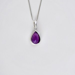 Collier en argent sterling avec pendentif améthyste taille poire, pierre de naissance de février, bijou vintage pour fiançailles, troisième pièce - Product Image 3