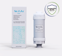 Filtre à eau en plastique sans BPA Be-Vita 2-en-1 à fixer sur robinet, avec billes minérales, antibactérien, déchloration, usage domestique, fabriqué en Corée