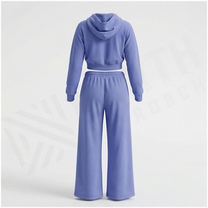 Conjunto Deportivo de Sudadera con Capucha y Cremallera y Pantalones Anchos para Mujer, Corte Holgado Informal, Manga Larga, Color Sólido, Ropa de Otoño - Product Image 2
