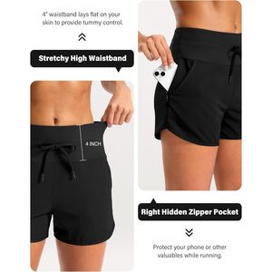 2025 Short de course athlétique taille haute pour femme Short d'entraînement actif à séchage rapide avec poches Taille M Noir - Product Image 1