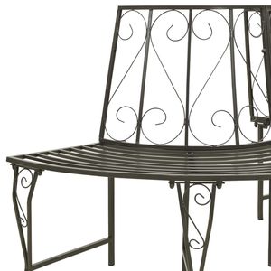 Panchina da Giardino in Acciaio Grigio Argento con Sedute Semicircolari, Disponibile in Vari Stili - per Patio - Product Image 4
