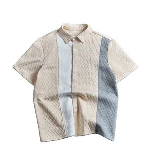 Custom Men's Color Block Short Sleeve Button Down Shirt with Pocket Front Collar Spandex/Polyester Single Breasted Summer Casual - Product Image 4