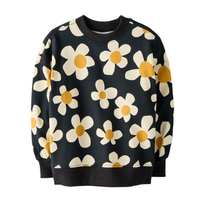 Sudadera Casual de Punto para Niños, Estilo Holgado, Felpa Francesa, Estampado Completo, Hombros Caídos - Product Image 1