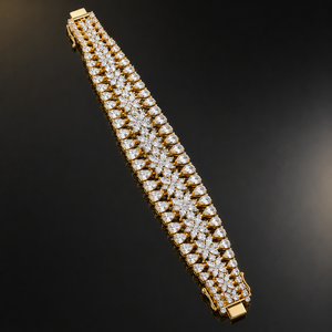 Pulsera de tenis floral de oro macizo de 22K de lujo para mujer, regalo para bodas y fiestas, joyería al por mayor, colección B2B - Product Image 2