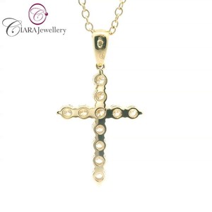 Colgante de Cruz de oro rosa de 18 quilates de lujo con diamante natural para uso diario o para regalar Precio al por mayor para cristianos - Product Image 3