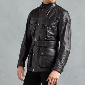 Custom Men Genuine Leather Waterproof Breathable <b>Mandarin</b> <b>Collar</b> Motorcycle <b>Jacket</b> 2026 OEM Service Manufacturer Supplier - Product Image 6