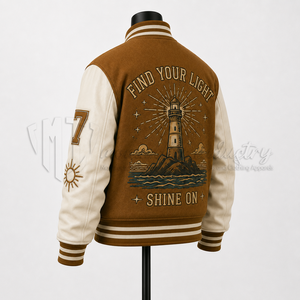 Chaqueta Varsity Personalizada para Hombre, Chaqueta de Béisbol Marrón con Cuerpo de Lana y Mangas de Cuero, Chaqueta Bomber Universitaria Estilo Urbano OEM - Product Image 5