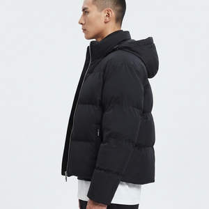 Chaqueta Acolchada Negra para Hombre, Estilo Casual, con Cuello Alto y Cierre de Cremallera, Rellena de Plumón, para Invierno - Product Image 2
