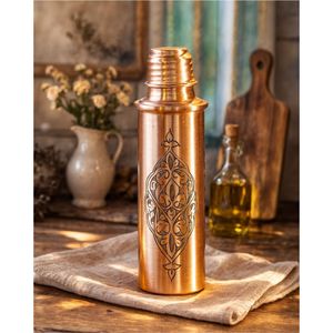 100% Pure Copper Water <b>Bottle</b> 1000ml Handcrafted Leak-Proof Ayurveda Health Yoga Vessel Lacquer Coated Printed Copper <b>Flask</b> - Product Image 3