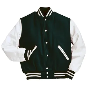 Chaqueta Varsity Roja para Hombre con Mangas Negras, Estilo Preppy, Cuello Camisero, Cierre de Botones, Corte Regular, para Otoño - Product Image 4