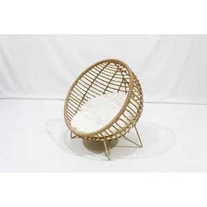 Cama Elevada Redonda para Mascotas de Mimbre de Ratán Natural con Cojín Lavable - Product Image 2