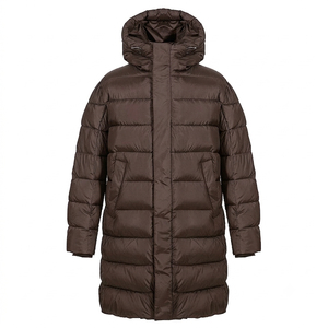 Veste d'hiver décontractée pour homme, à capuche, rembourrée en duvet, imperméable, tissu PU standard 160g, fermeture éclair, couleur noire unie - Product Image 3