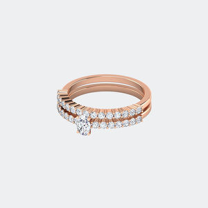 แหวนทรงโอวัล 0.85 กะรัต ประดับเพชรเม็ดเดี่ยว แถวฝังเพชรสองแถว - Product Image 6
