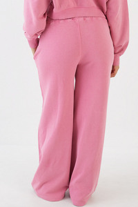 Pantalon de jogging rose premium pour femme, taille haute, coupe ample décontractée, jambe large et droite, style athlétique, vente en gros - Product Image 2