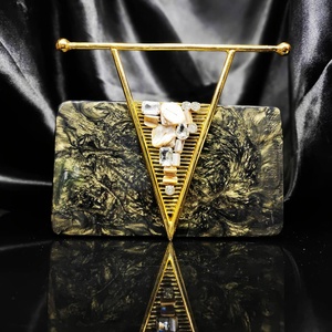 Vente chaude femmes qualité résine pochette à main luxe Antique portefeuille sac de soirée mariages fêtes tendance sac à main à motifs - Product Image 2