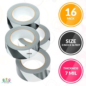 Ensemble de 16 rouleaux de ruban d'avertissement visible imperméable de 7 mil pour entrepôt-Marquage d'allée noir et blanc 3 pouces X 36 pieds Ruban de sécurité pour sol en vinyle - Product Image 2