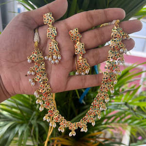 Gold Plated Pota Stone and Pearl Necklace <b>Set</b> Exquisite Fine Jewelry <b>Set</b> 12671048ML - Product Image 2