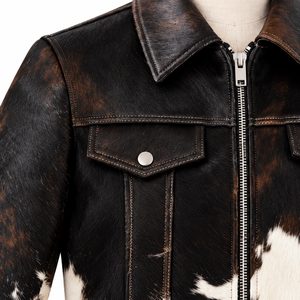 Veste d'hiver en cuir véritable noir Furat Leathers, col montant, logo personnalisé sur le devant, coupe-vent et respirante pour homme, OEM - Product Image 6