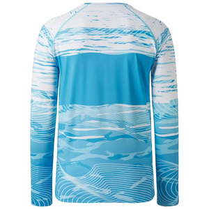 เสื้อตกปลาแขนยาว ป้องกันรังสียูวี แห้งเร็ว ระบายอากาศได้ดี ผลิตจากโพลีเอสเตอร์ ดีไซน์ลายทะเลตามสั่ง รับผลิตจำนวนมากแบบ OEM - Product Image 4