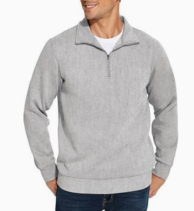Sweat-shirt en molleton de coton à fermeture éclair quart de tour, coupe décontractée, directement de l'usine, pour les marques de streetwear américaines - Product Image 5