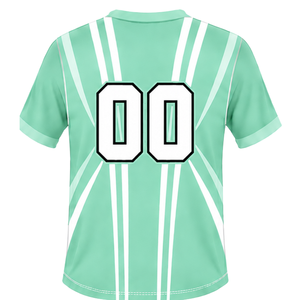 เสื้อรักบี้สีเขียวมิ้นท์ขาว แขนสั้น คอวี ชุดทีม ระบายอากาศได้ดี น้ำหนักเบา ชุดกีฬาฝึกซ้อมแบบสั่งทำพิเศษ - Product Image 2