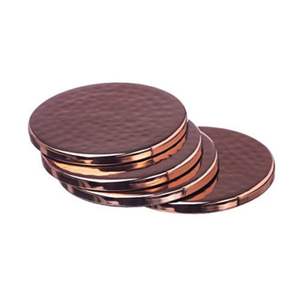 Ensemble de sous-verres carrés en métal en gros, motif crocodile gaufré, dorés, pour verres à whisky et tasses |   Articles de bar résistants à la chaleur - Product Image 3