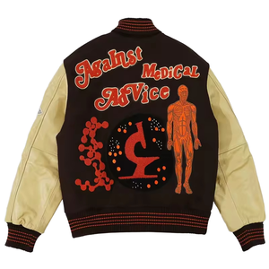 Chaqueta de Béisbol Estilo Universitario Personalizada con Logotipo para Hombre, Chaqueta Varsity Extra Grande con Gráficos de Letras, Unisex, con Bloques de Color y Parches de Letras - Product Image 4