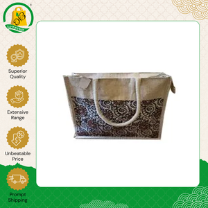 Premium Quality Promotional Eco Friendly 100% Jute Shopping Women Hand Bags with Weaved Padded Handle and Top Zipper Bag - Product Image 4