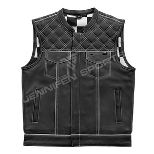Mens Genuine Leather Motorcycle <b>Vest</b> For Men Black Diamond Stitched Concealed Carry Biker <b>Vest</b> Customized Leather Jackets - Product Image 1