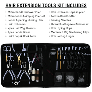 Wholesale Big Hair Extension Installation Set featuring 2 Hole Bead Crimper Beads Opening Closing Plier Loop <b>Hook</b> <b>Tools</b> Scissors - Product Image 2