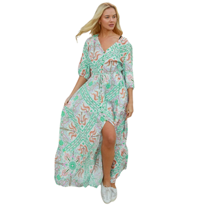 Vestido Largo Maxi para Mujer, Estampado Floral, Ropa de Moda - Product Image 3