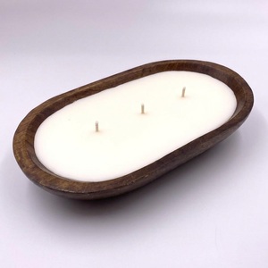 En gros, Bol à pâte rustique en bois pour la fabrication de bougies, Plateau en bois sculpté à la main style ferme, Centre de table pour la décoration intérieure, Fournitures en gros - Product Image 6