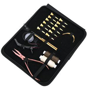Hair Extension Tools Kit with Gold Wire Loop Threader Jumbo Styling Clips C-Shape <b>Needles</b> and Rose Gold Flat <b>Bead</b> Crimping Plier - Product Image 1