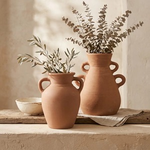 Juego de jarrones rústicos de terracota con asas, maceta de arcilla mate para flores secas, decoración boho para el hogar - Product Image 5