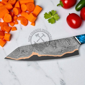 Couteau de Chef Professionnel Japonais en Cuivre Damas Fait Main de Luxe, Lame Ambidextre de 8 Pouces, Manche en Résine – Vente en Gros - Product Image 5