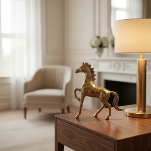 Figurine de cheval dorée, sculpture de table légère, statue Art Déco pour la maison, le bureau, le salon, la décoration de baptême, Diwali, Pâques - Product Image 4